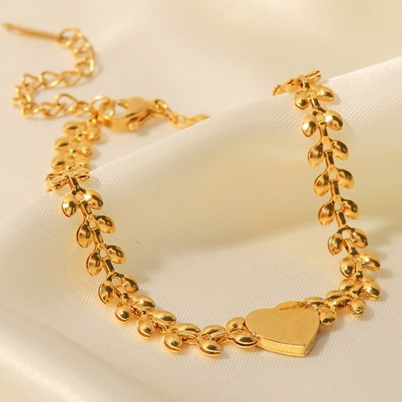 Leaf Chain Heart Bracelet For Women - Picture 5 of 5